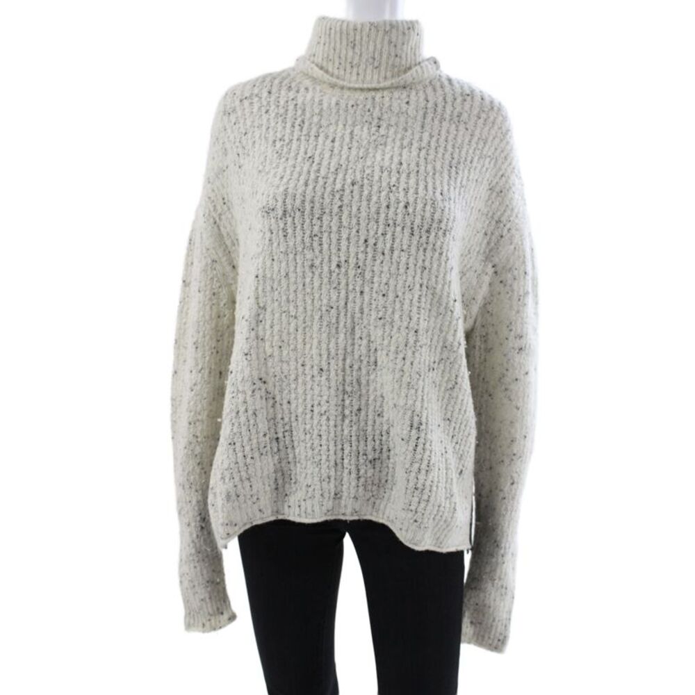 J Brand Womens Ivory Turtleneck Wool Pullover Sweater Long Sleeve Size L